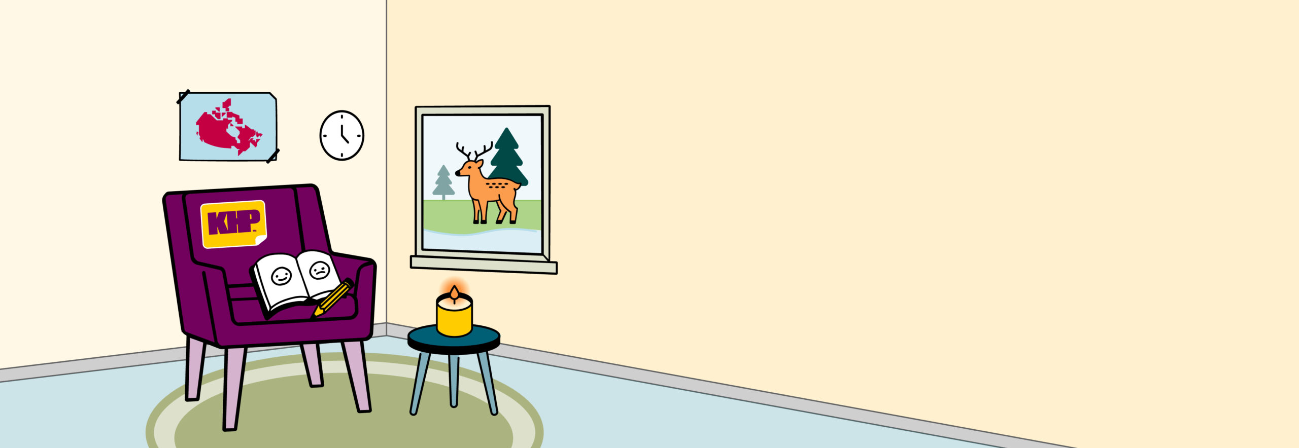 An illustrated image of KHP’s virtual waiting room experience