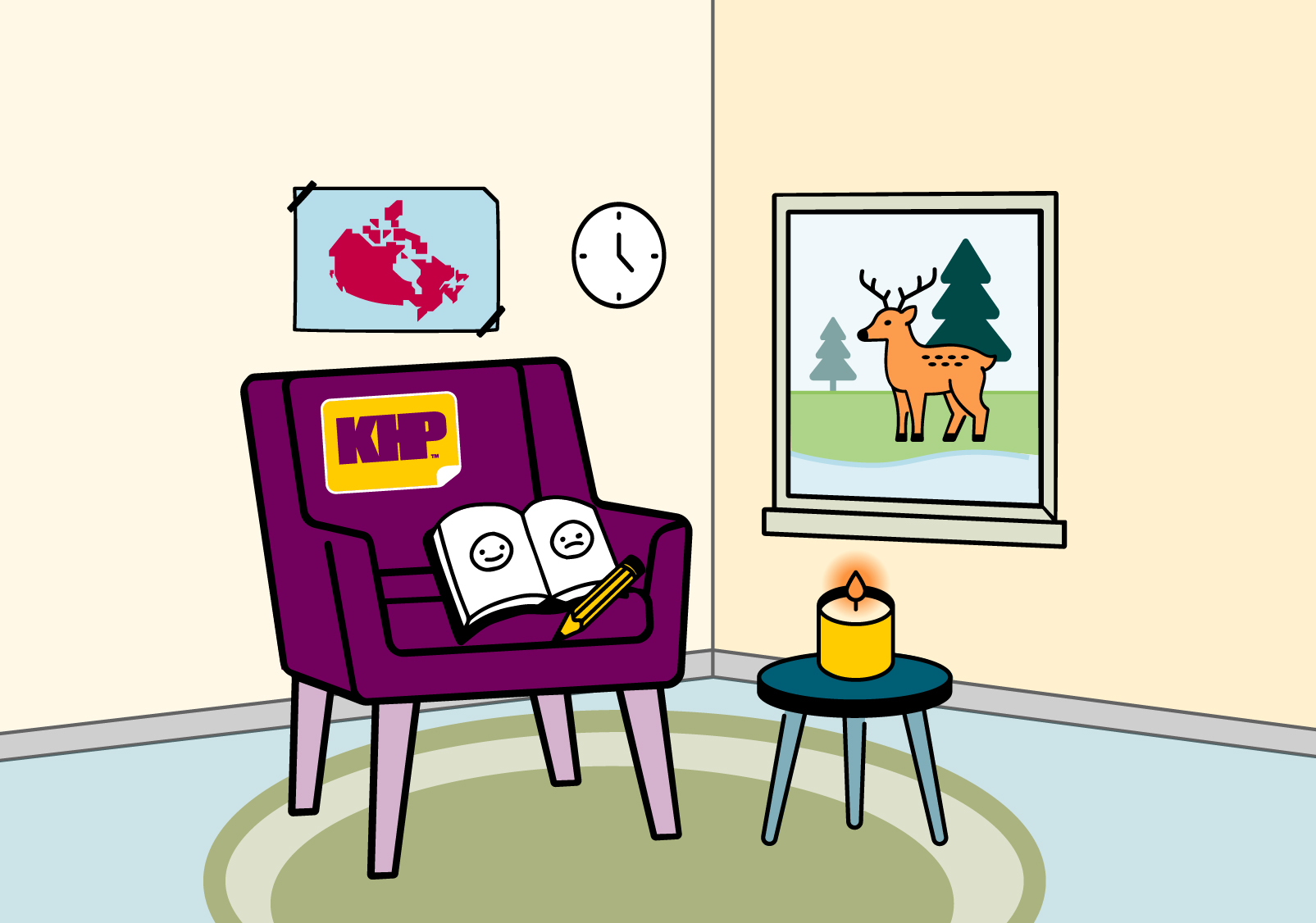 An illustrated image of KHP’s virtual waiting room experience