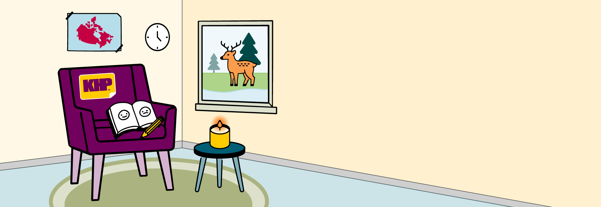 An illustrated image of KHP’s virtual waiting room experience