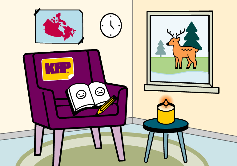 An illustrated image of KHP’s virtual waiting room experience