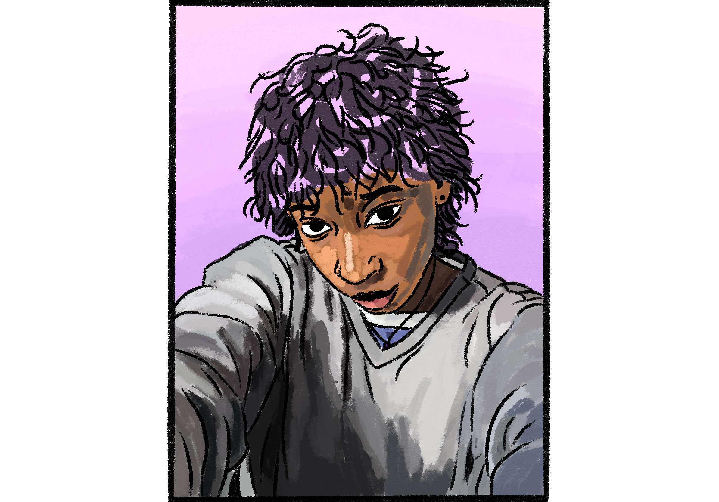 Illustrated self-portrait of a young person