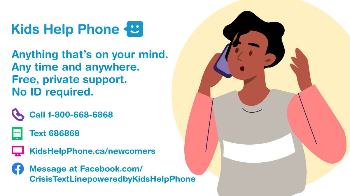 Kids Help Phone counsellors and support for newcomers