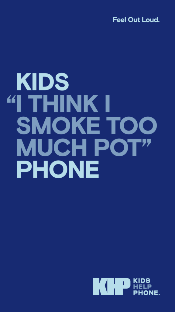 A Feel Out Loud text graphic with text between "Kids" and "Phone" that reads "I think I smoke too much pot"