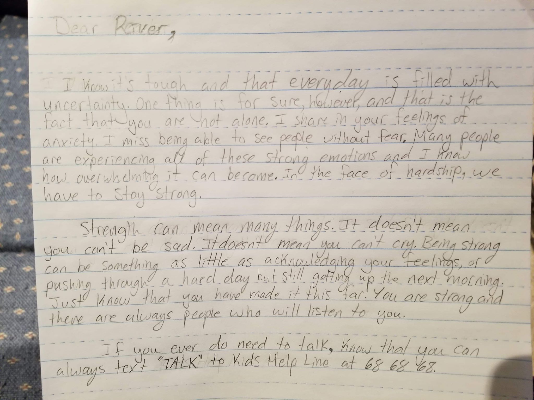 Letters Of Support From Kids Like You During Covid 19 Kids Help Phone