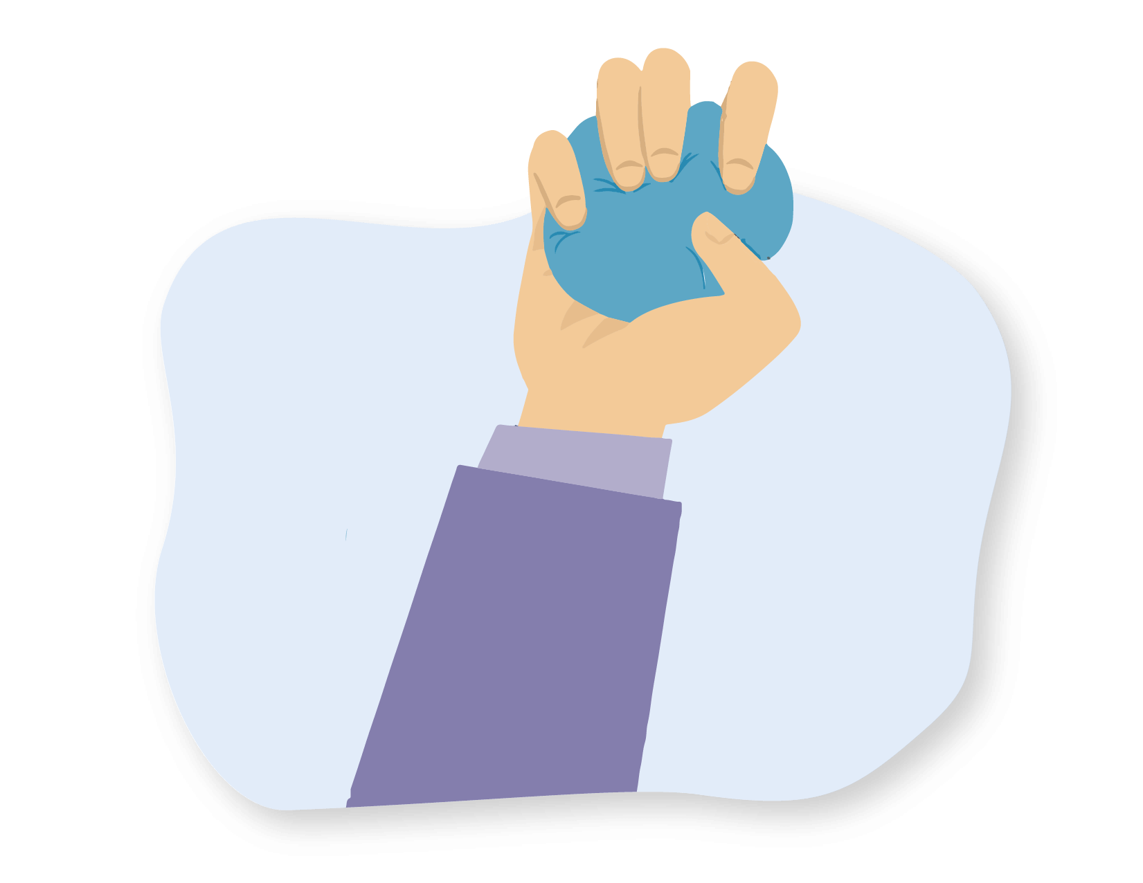 Illustration of a young person’s hand squeezing a stress ball