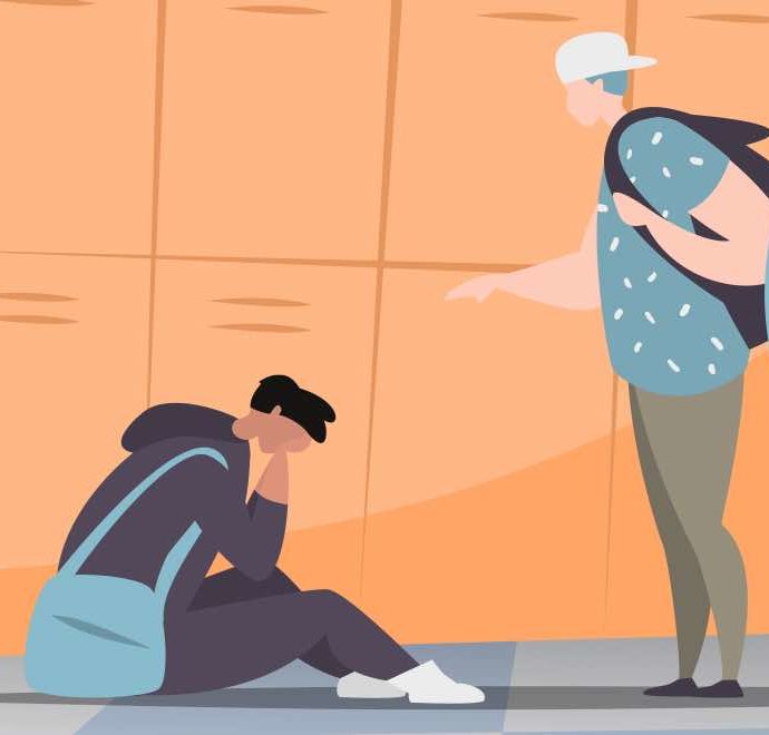illustration teen bullying hallway school