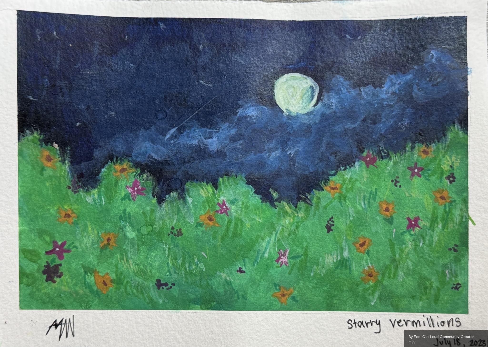 Painting titled "starry vermillion" by Community Creator named mvv