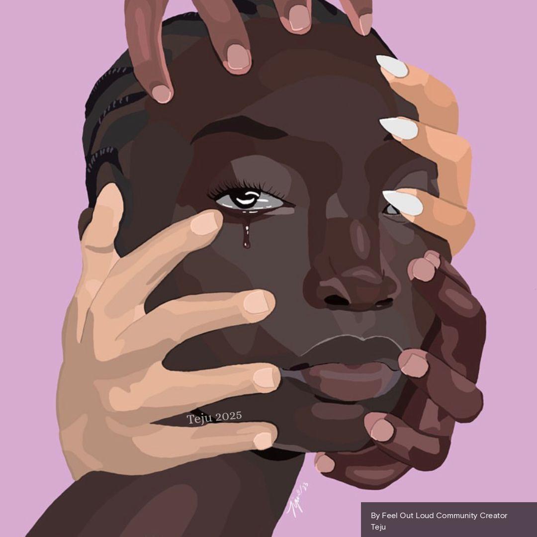 An image submission to Kids Help Phone's Feel Out Loud Community Creator Space titled "Strong Black Woman" by a Community Creator