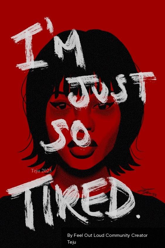 An image submission to Kids Help Phone's Feel Out Loud Community Creator Space titled "I'm Just So Tired" by a Community Creator